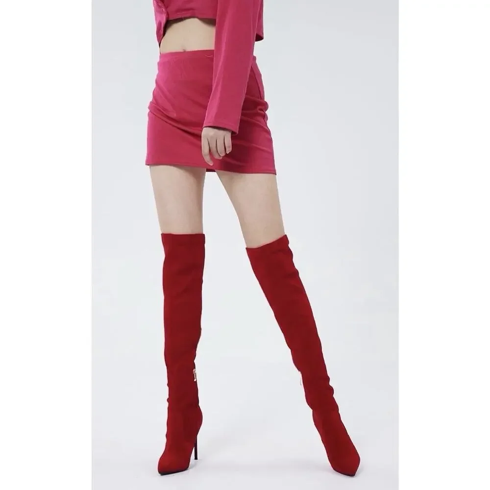 Elisabet Tang Thigh High Boots Over the Knee Boots Red Women’s 7